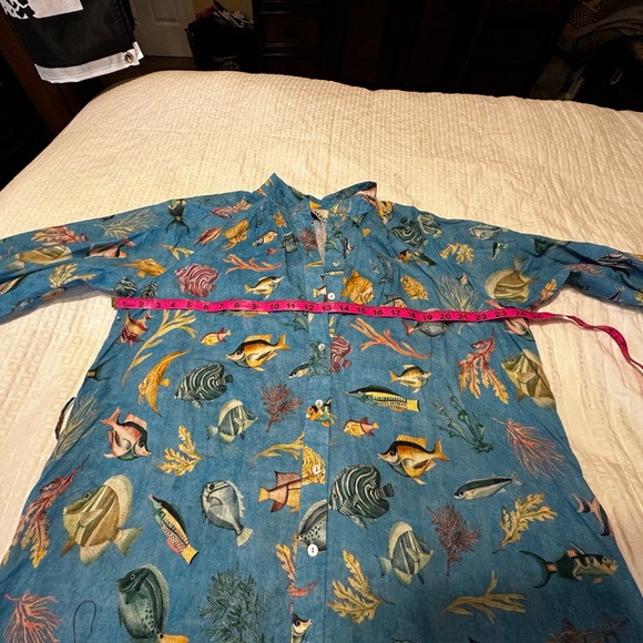 Alémais Sofie shirtdress in a blue fish print. - Picture 9 of 13